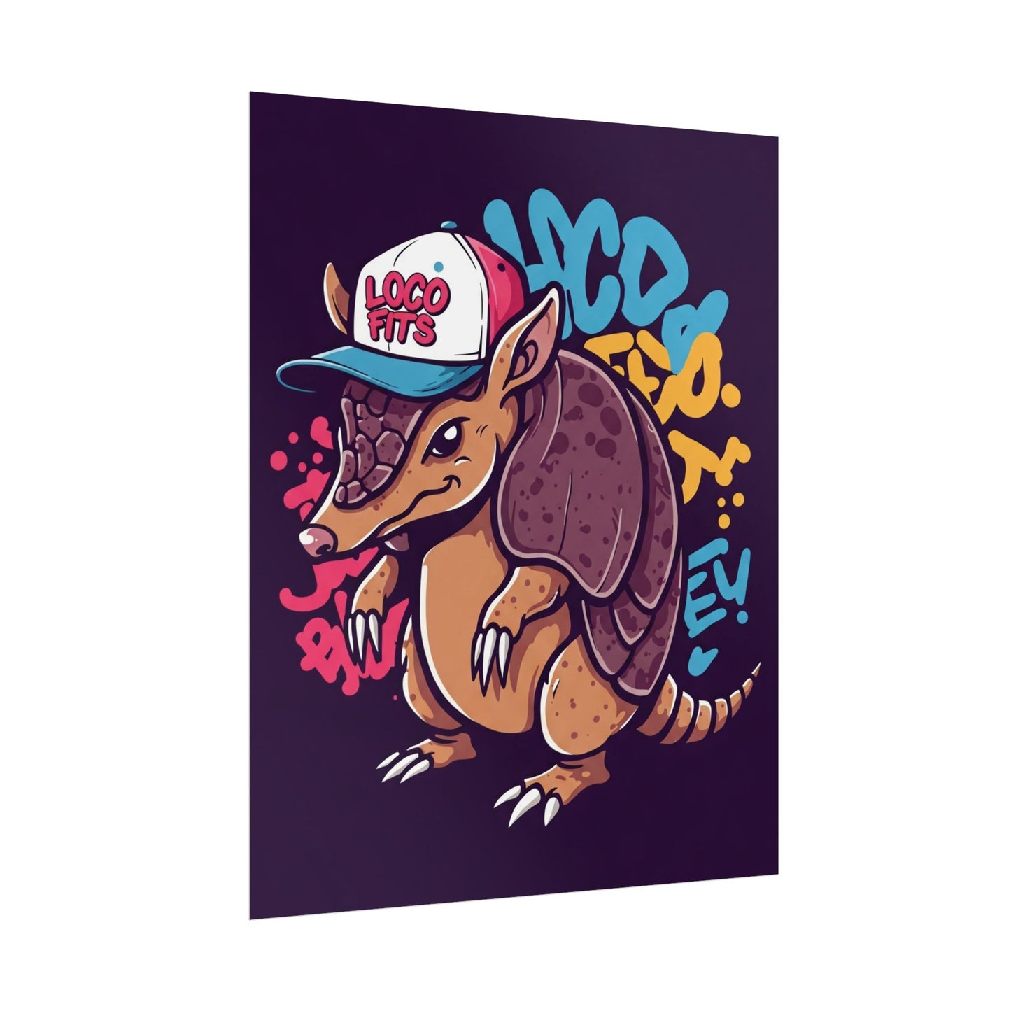 Colorful Loco Fits Armadillo Art Print - Loco Fits Rolled Poster
