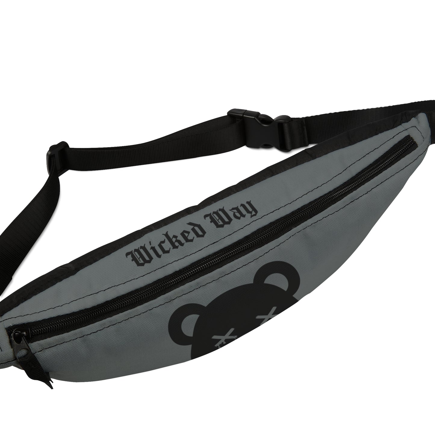 Dark Grey "Wicked Way" Dead Bear Head Fanny Pack