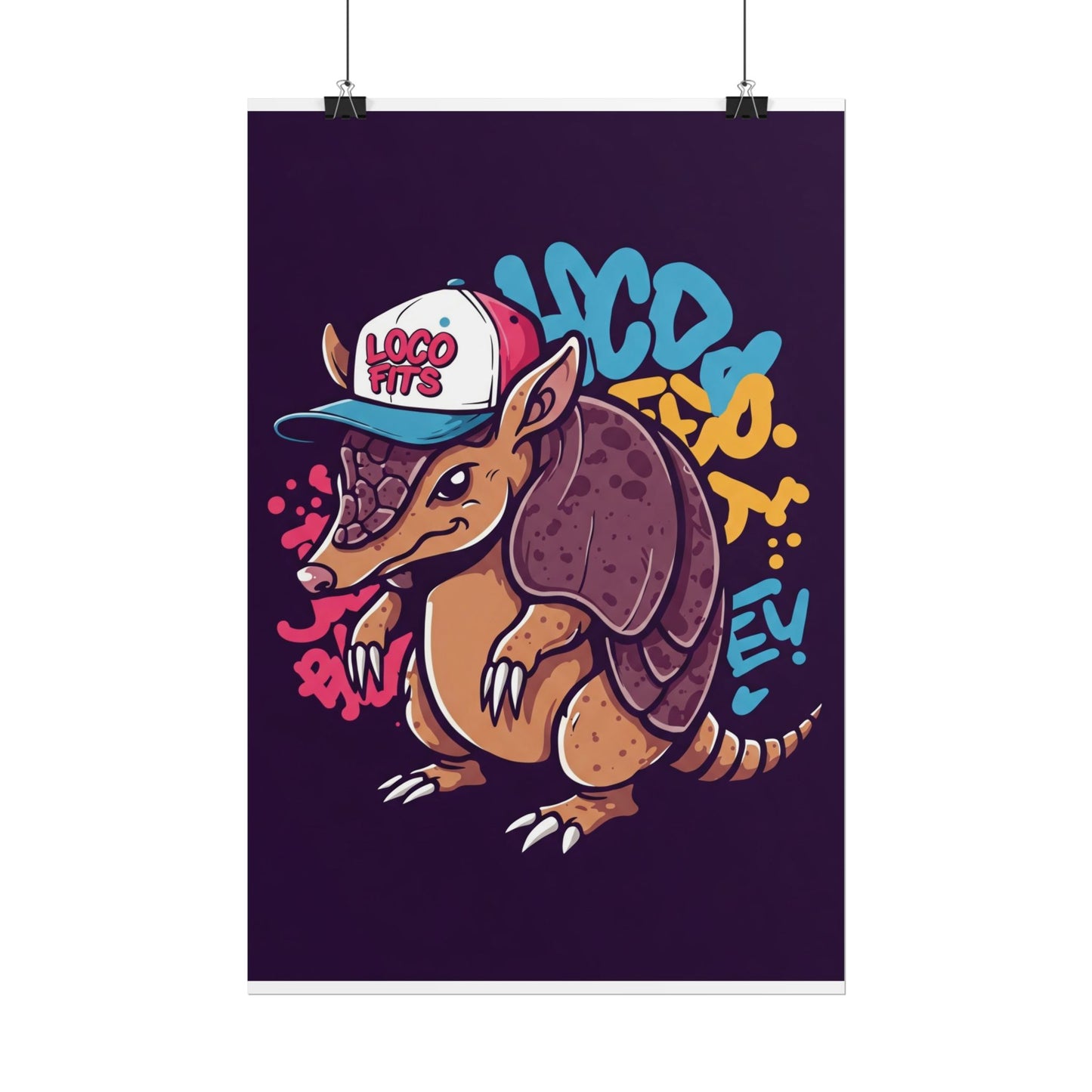 Colorful Loco Fits Armadillo Art Print - Loco Fits Rolled Poster