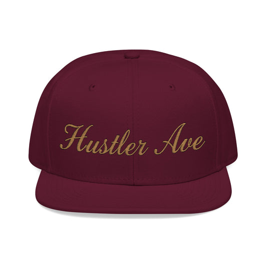 "Hustler Ave" Gold Edition Cursive Snapback Hat