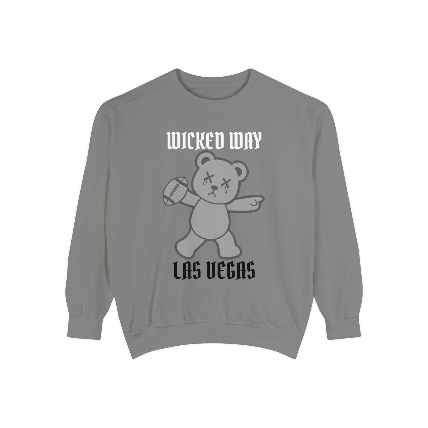 "Wicked Way" Las Vegas Deady Bear Football Dyed Sweatshirt