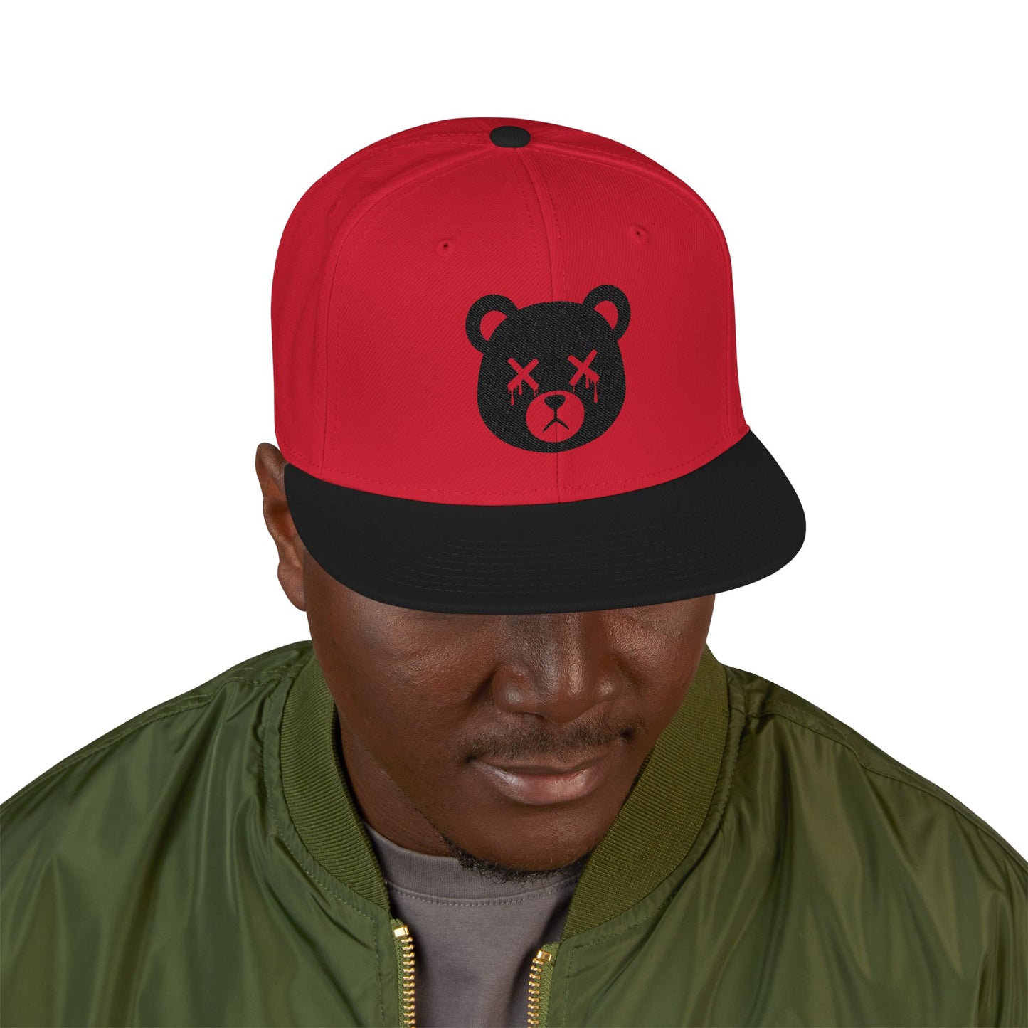 Red & Black "Wicked Way"#13 Dead Bear Head Solo Snapback