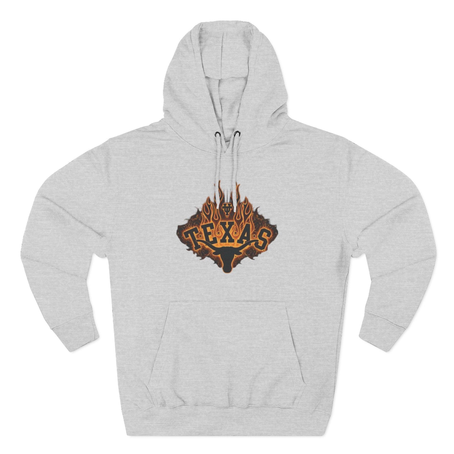 'Texas Firey Longhorn' Three-Panel Fleece Hoodie