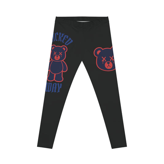 "Wicked Way" Deady Bears Black, Red & Blue Women's Casual Leggings