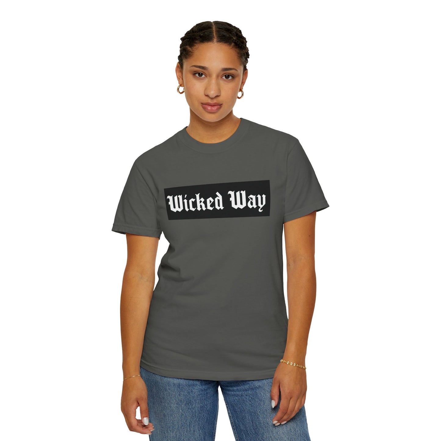 "Wicked Way" Block Gothic Lettering T-shirt