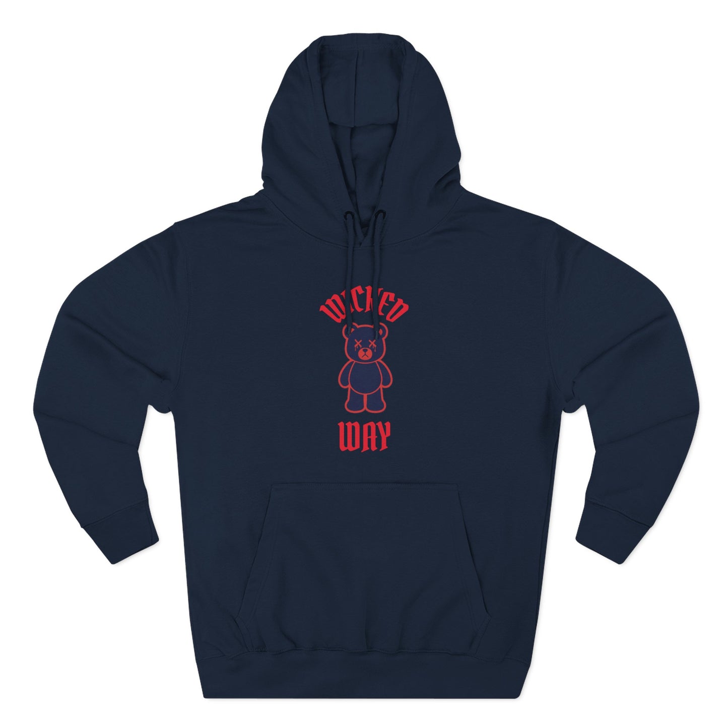 "Wicked Way" Deady Bear Red & Blue Fleece Hoodie