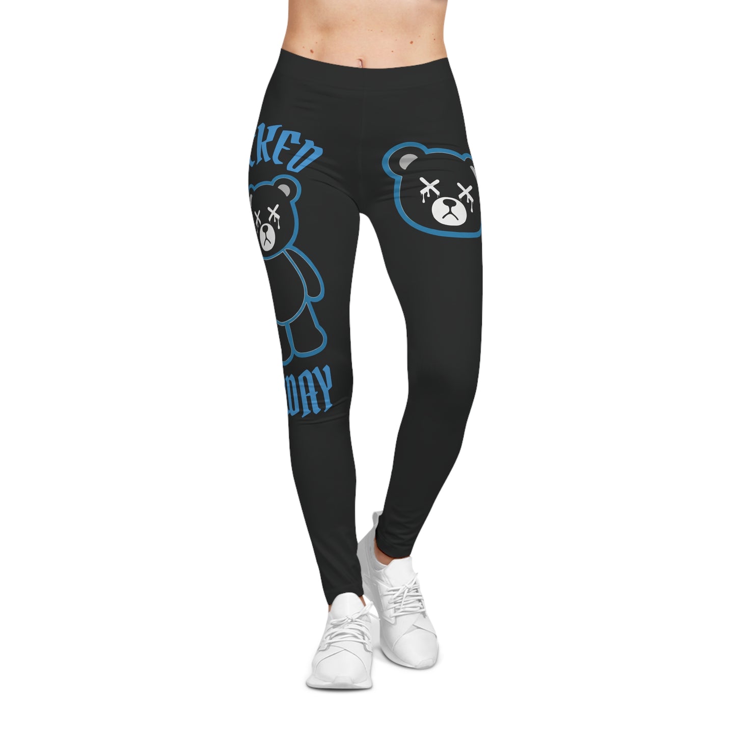 "Wicked Way" Deady Bears Black & Carolina Blue Women's Casual Leggings
