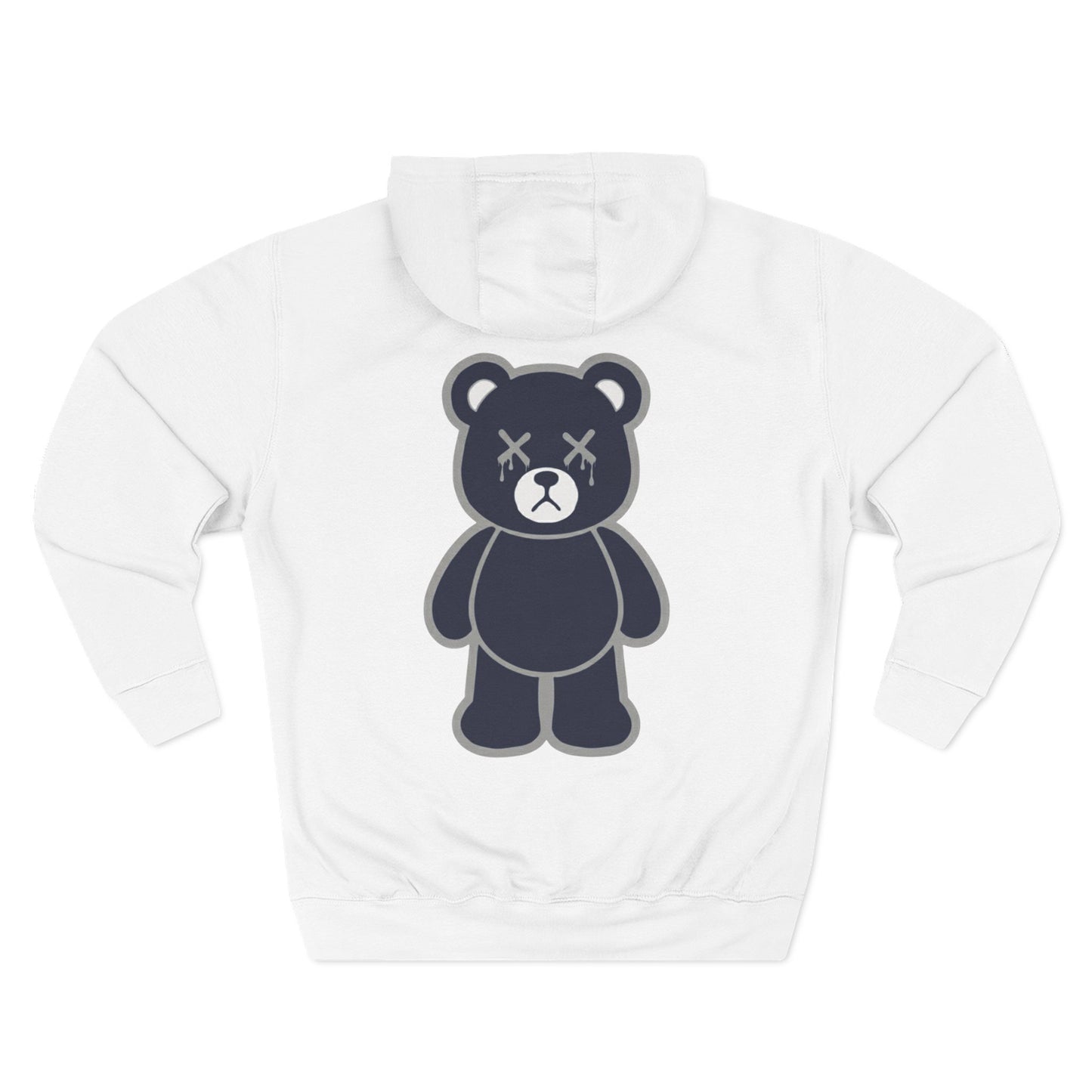 White/Grey "Wicked Way" Deady Bear Navy & Grey Fleece Hoodie