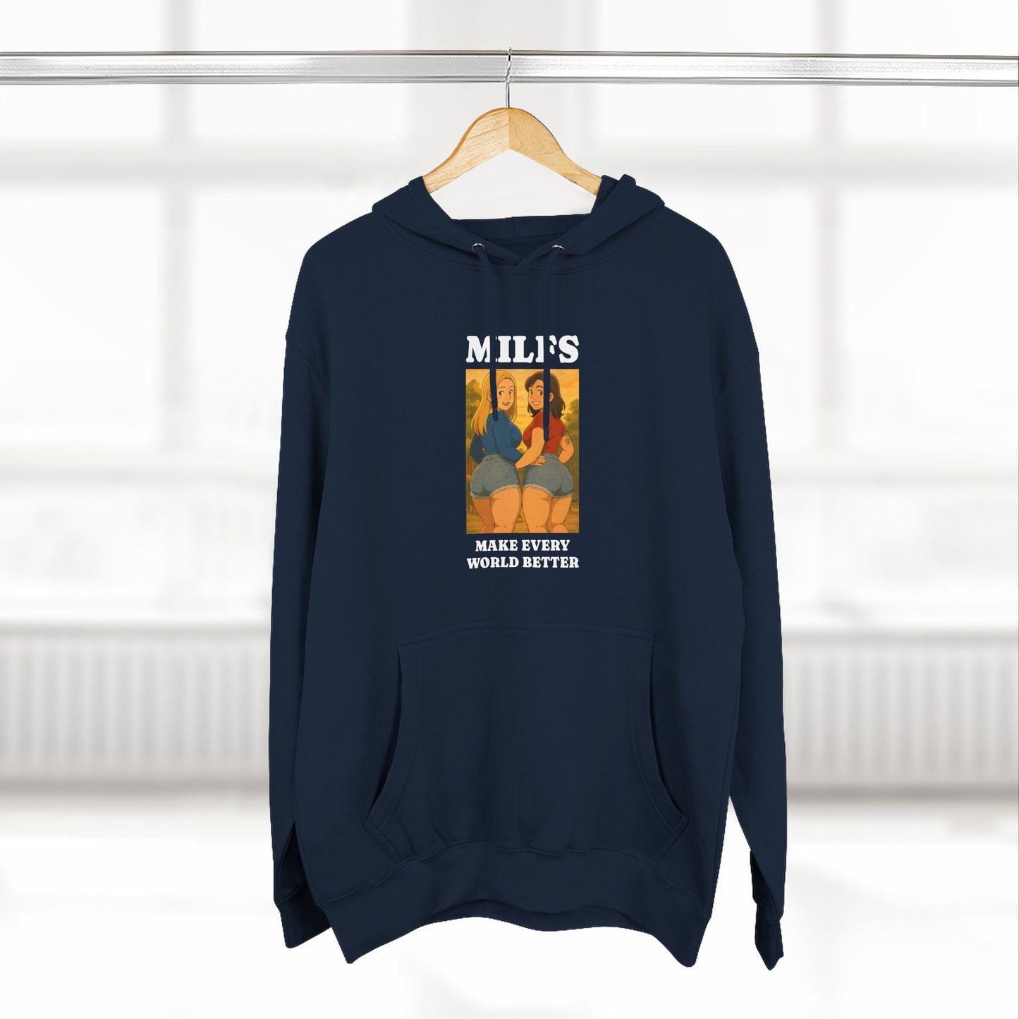 Loco Fits Anime Girls 'MILFS Make Every World Better' Three-Panel Fleece Hoodie