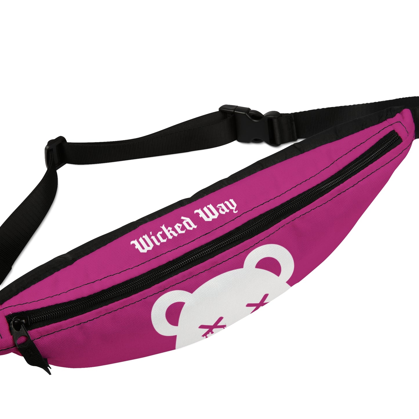 Pink w/ White Logo "Wicked Way" Dead Bear Head Fanny Pack