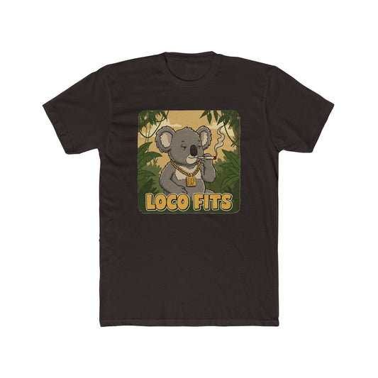 Loco Fits 'Smoky Koala' Vibe Unisex Cotton Crew Tee - Perfect Gift for Nature Lovers