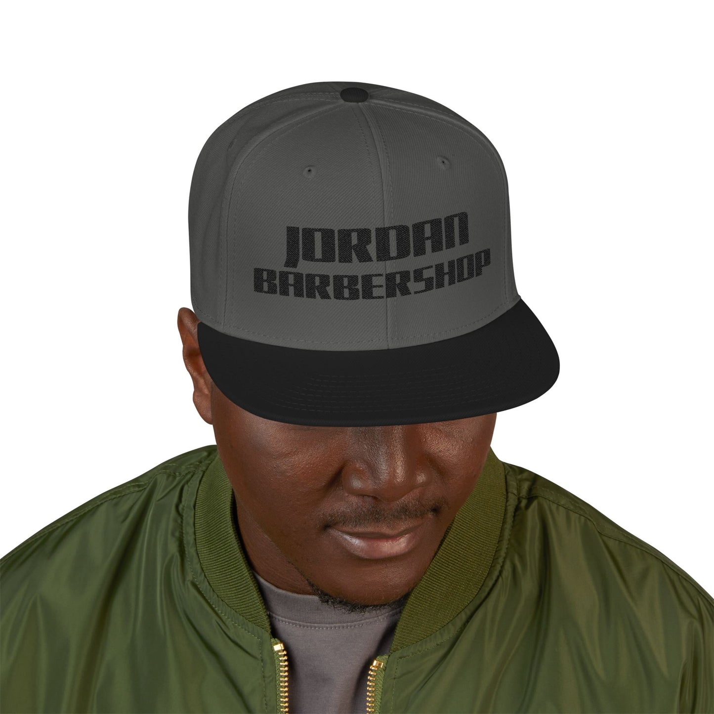 Jordan Barbershop Black Text Snapback
