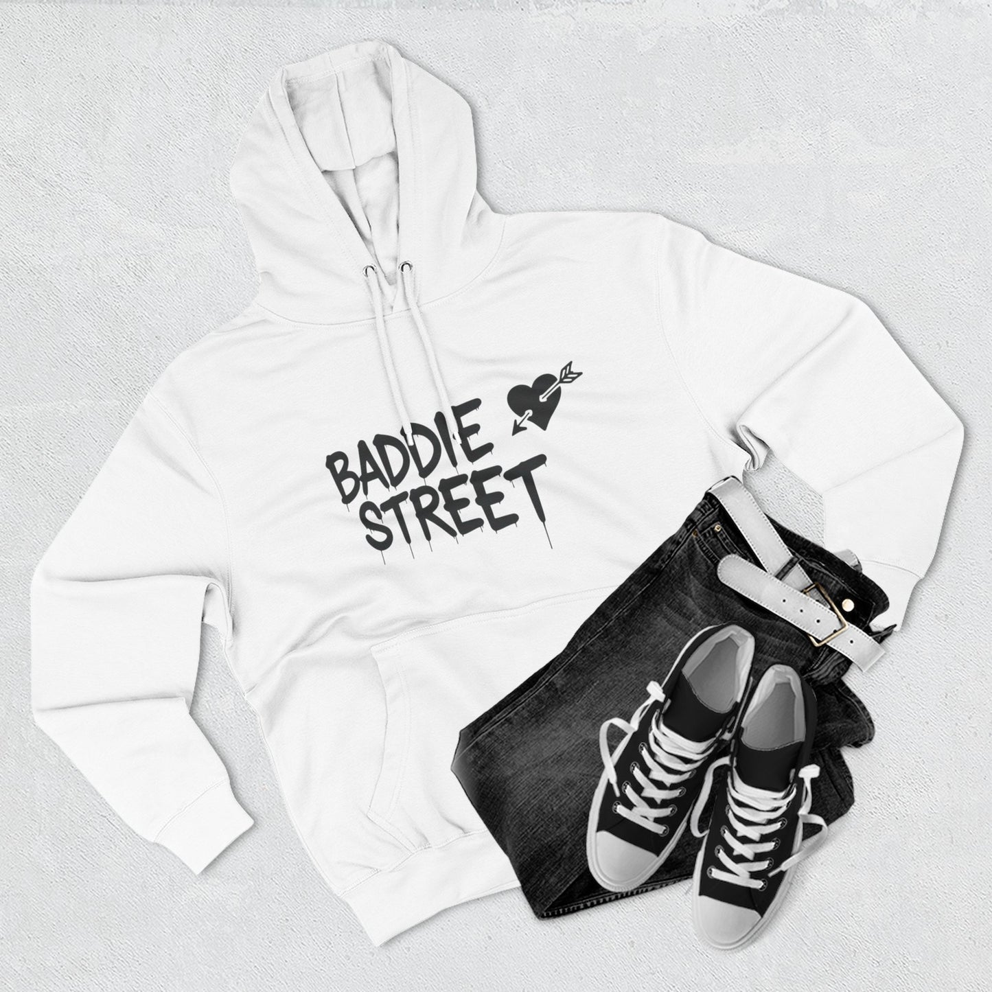 "Baddie Street" Arrow Heart V2 Front V1 Back Logo Fleece Hoodie