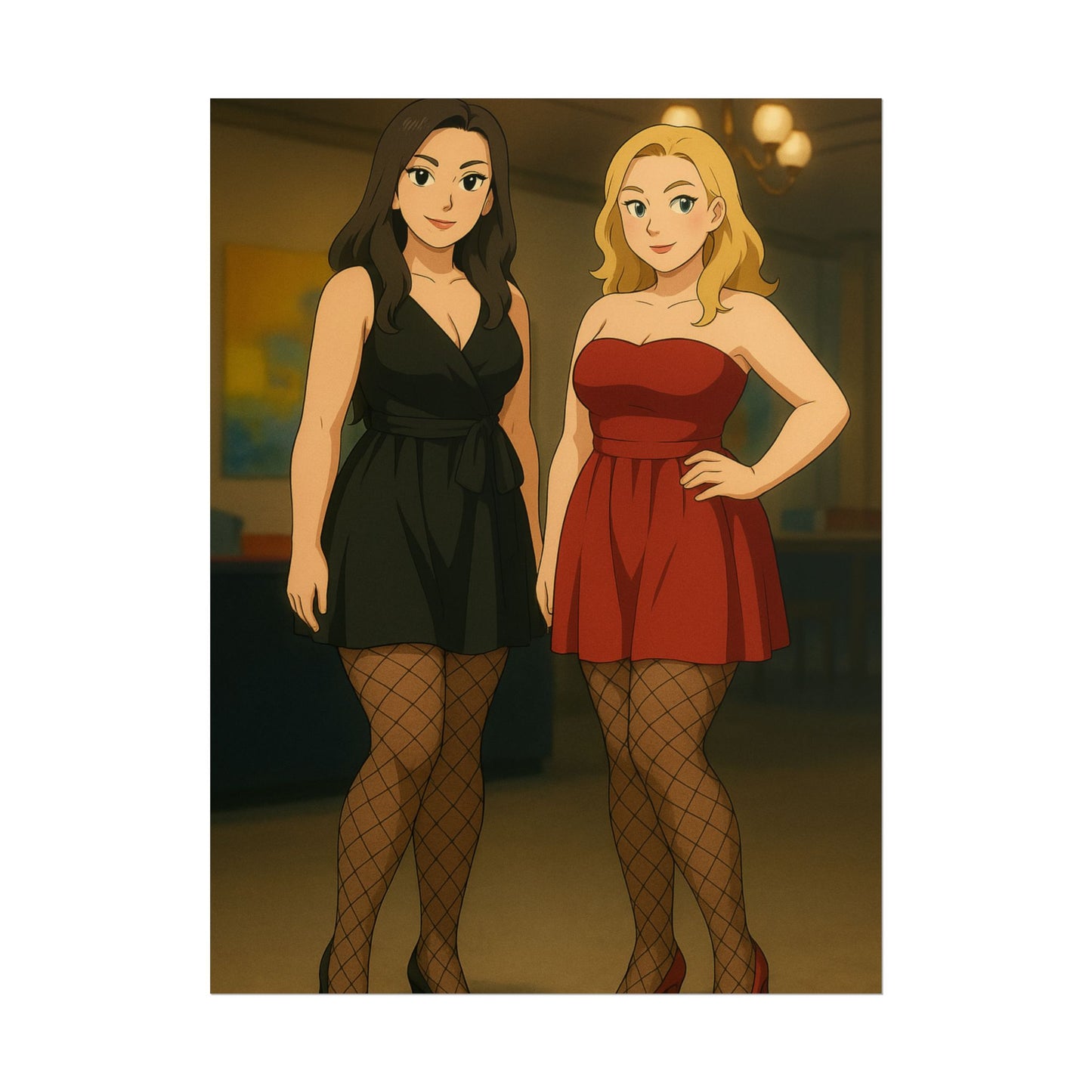 Loco Fits Anime Girls 'Two Ladies in Cocktail Dresses' Poster