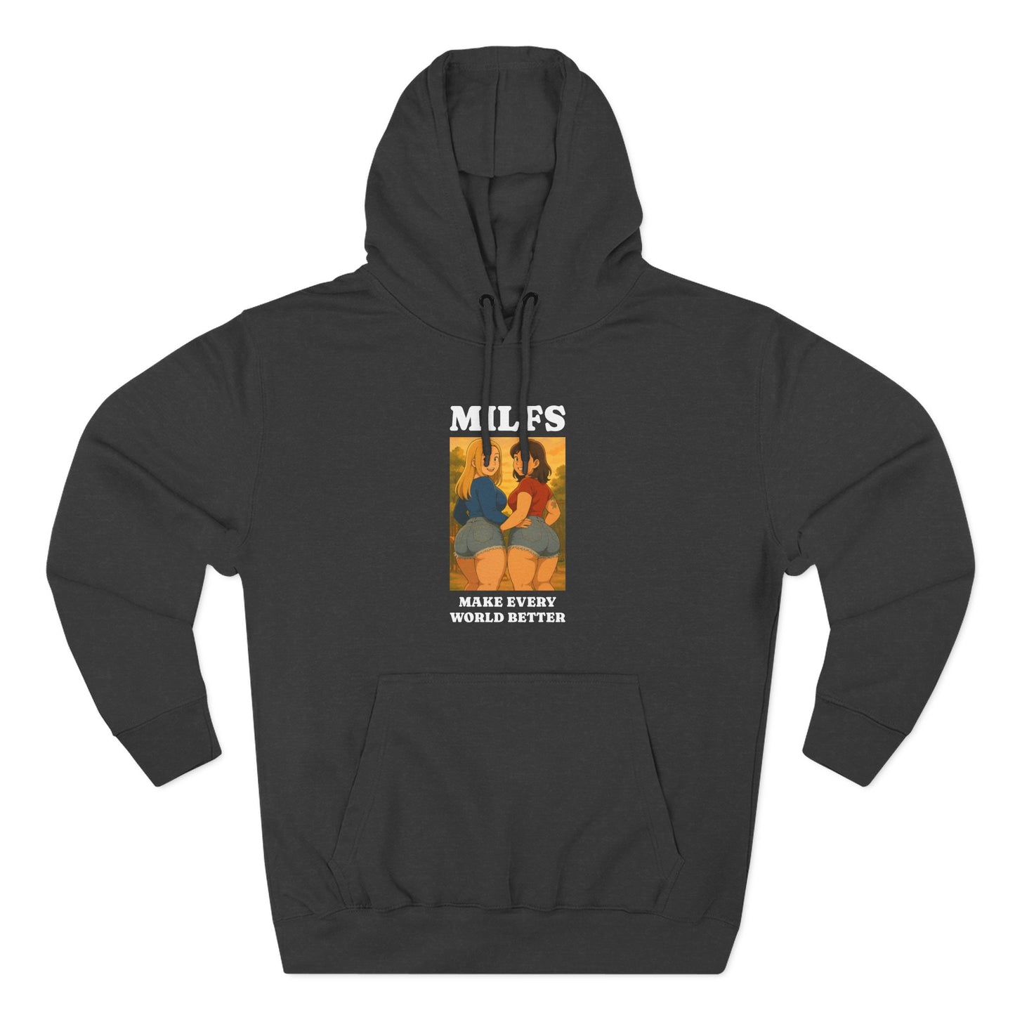 Loco Fits Anime Girls 'MILFS Make Every World Better' Three-Panel Fleece Hoodie