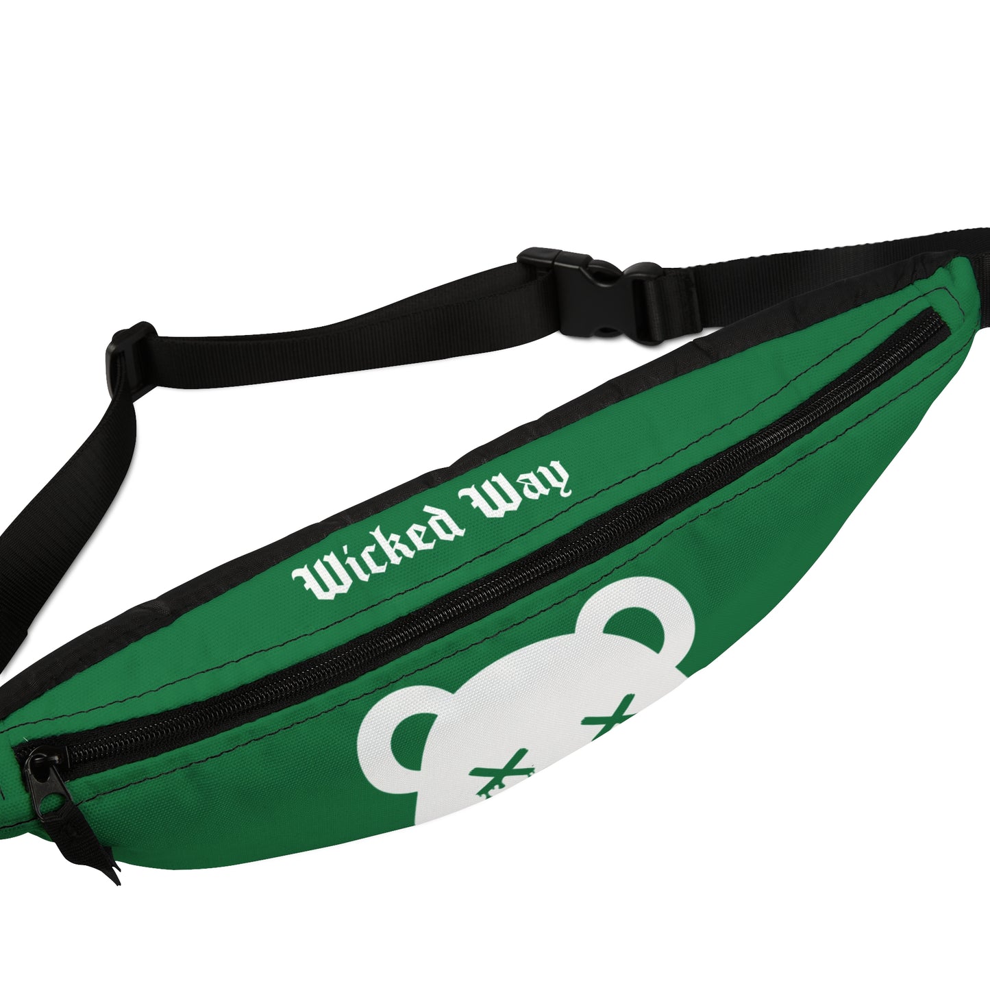 Green w/ White Logo "Wicked Way" Dead Bear Head Fanny Pack