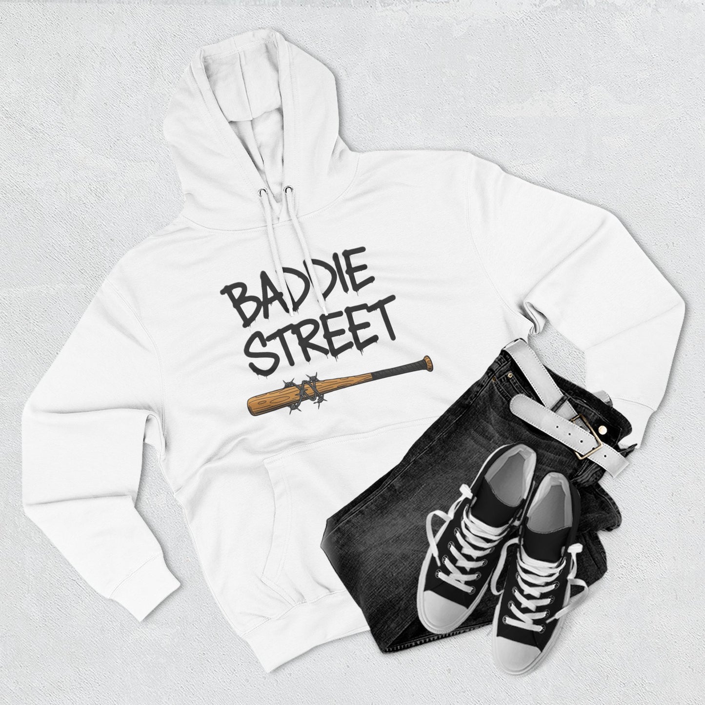 "Baddie Street" Baddie Bat V2 Logo Fleece Hoodie