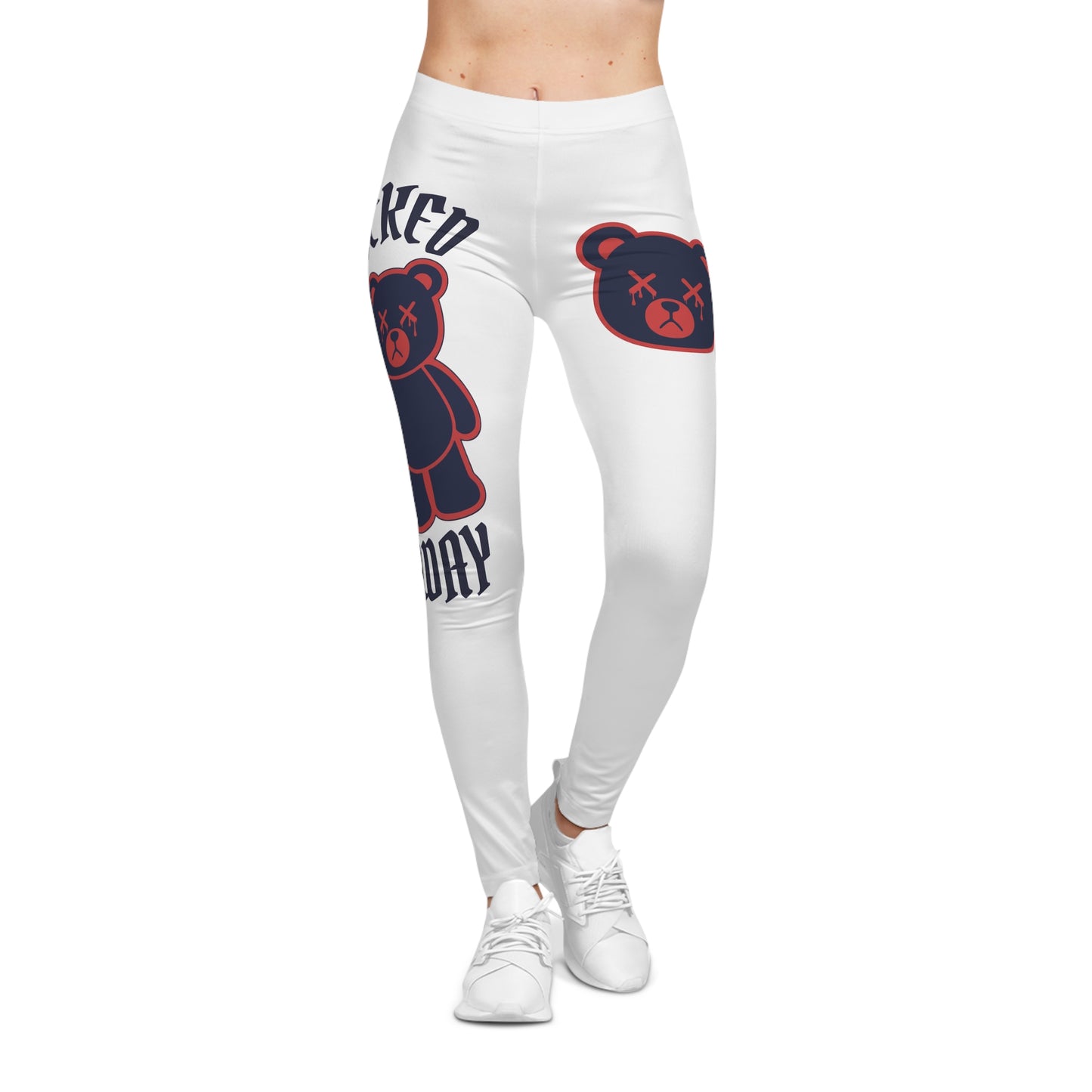 "Wicked Way" Deady Bears White, Red & Dark Blue Women's Casual Leggings