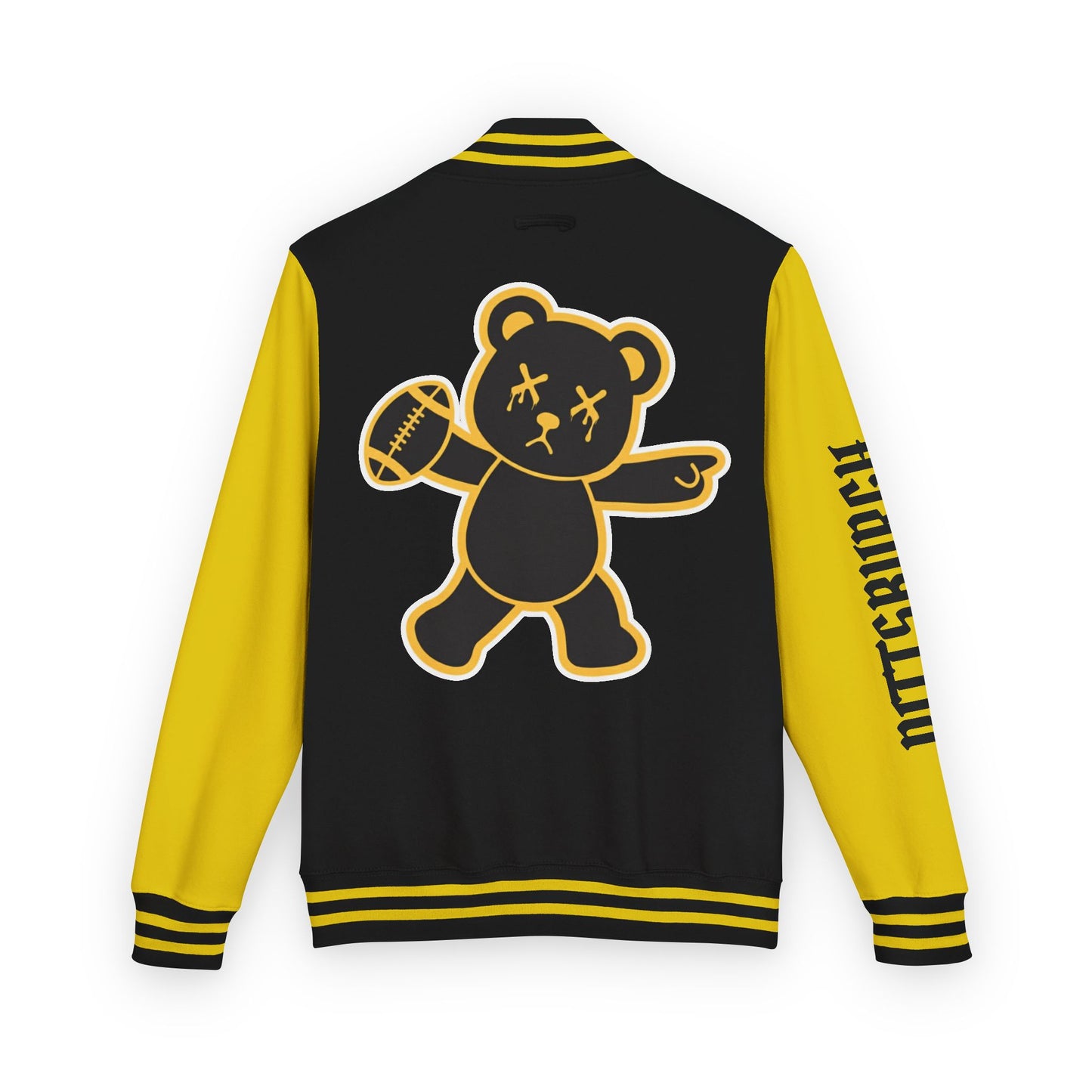 Yellow & Black "Wicked Way" Pittsburgh Deady Bear Football Heavyweight Letterman Jacket
