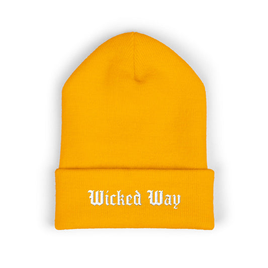 "Wicked Way" White Script Embroidered Beanie (Multi Color Options)