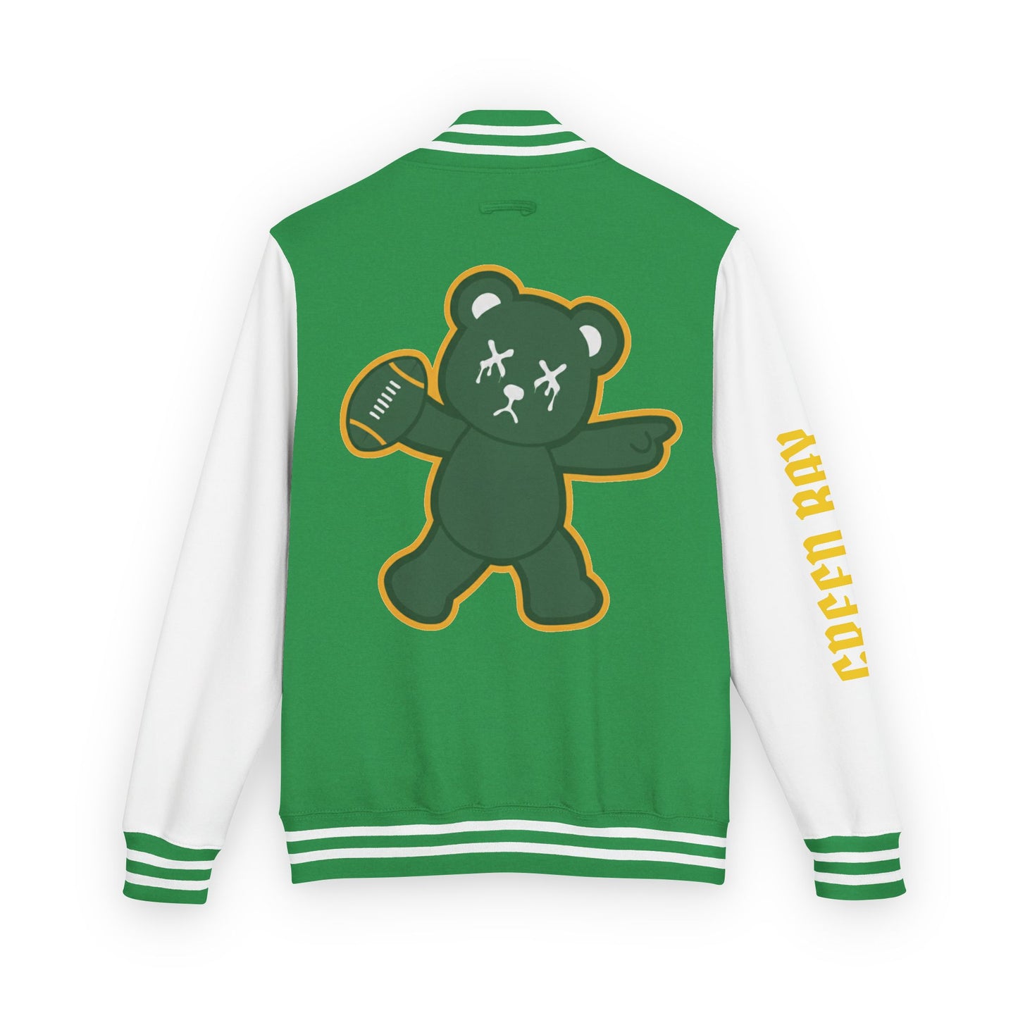 Green & White "Wicked Way" Green Bay Deady Bear Football Heavyweight Letterman Jacket