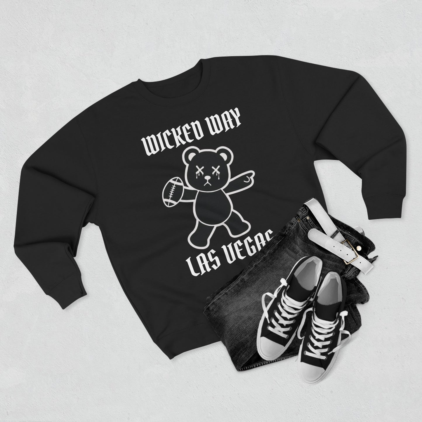 "Wicked Way" Deady Bear Football Las Vegas Crewneck Sweatshirt
