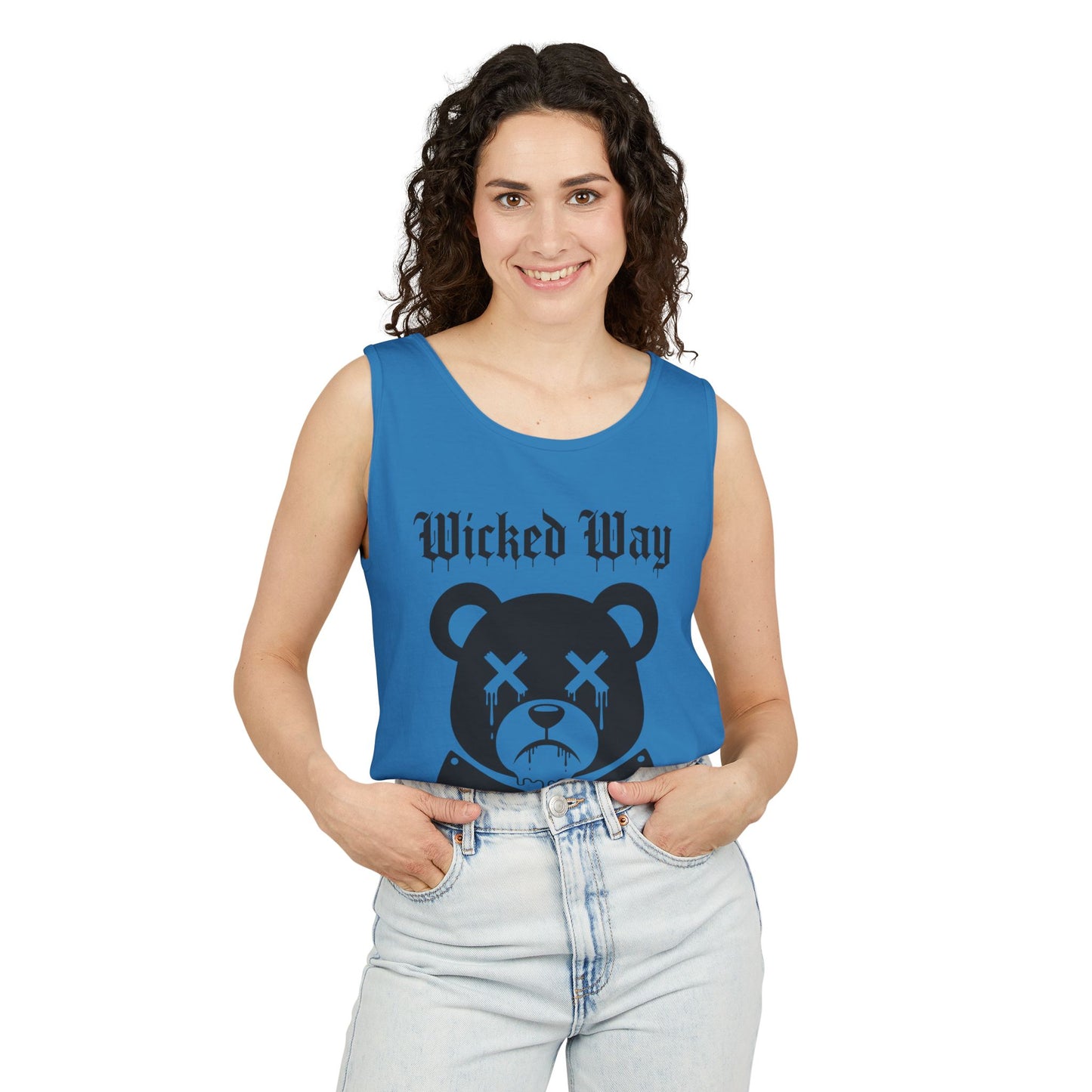 Limited Edition "Wicked Way" Drippy Bear Head Double Butcher Knife Tank Top