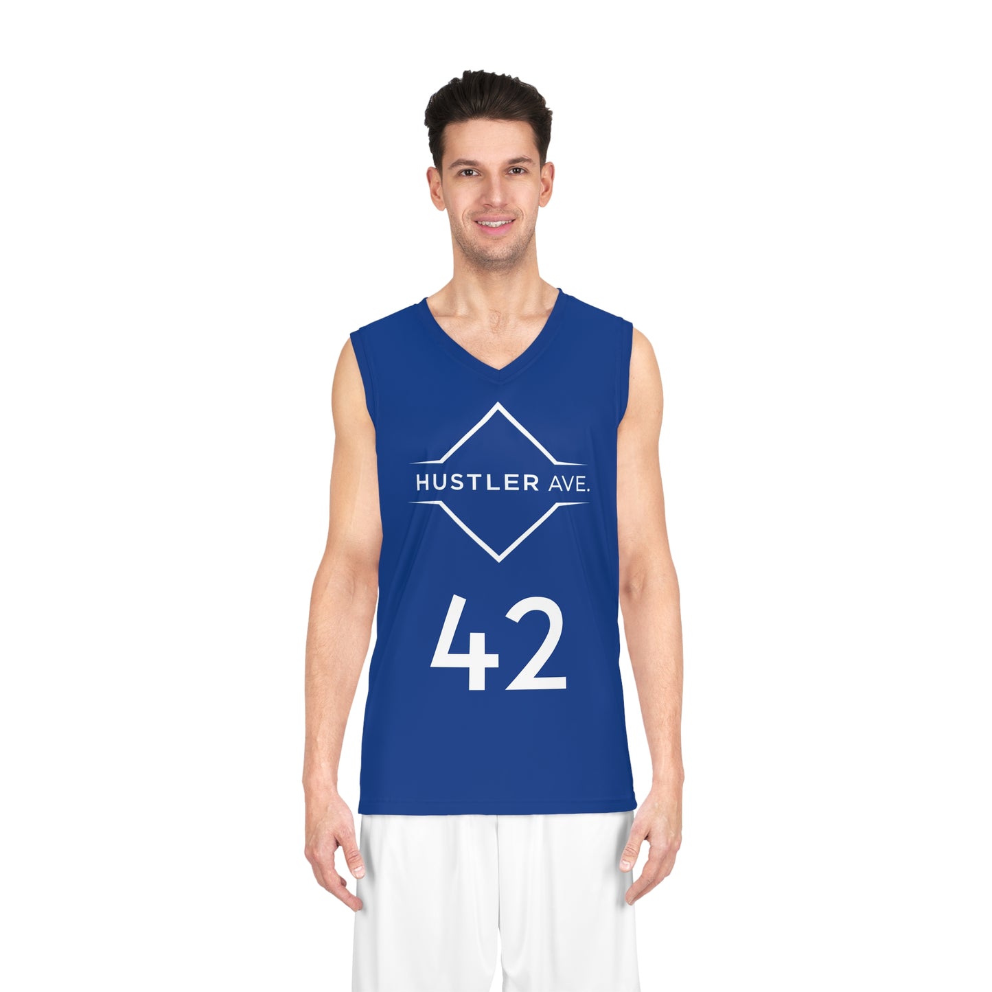 Blue "Hustler Ave" #42 Avalanche Motion Alt. Basketball Jersey