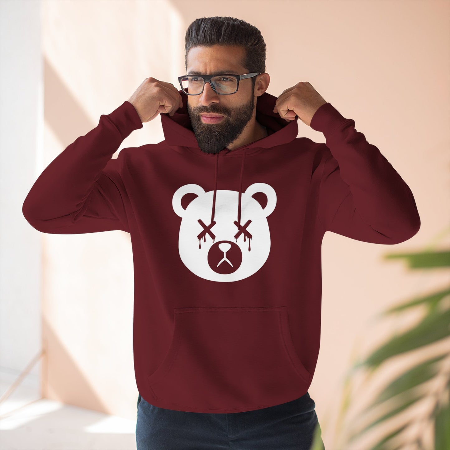"Wicked Way" Dead Bear Head Solo White Logo Hoodie