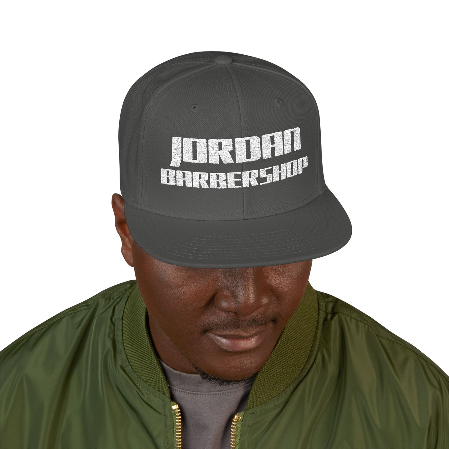 Jordan Barbershop White Text Snapback