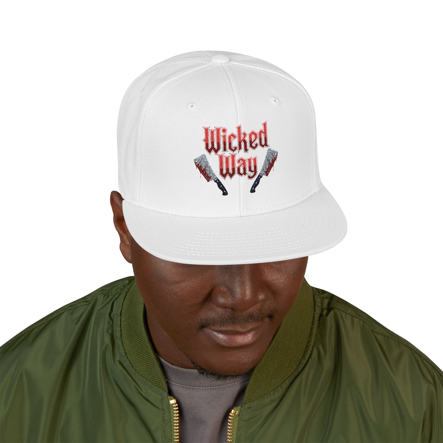 White "Wicked Way" #83 Double Butcher Knives Alt. Snapback