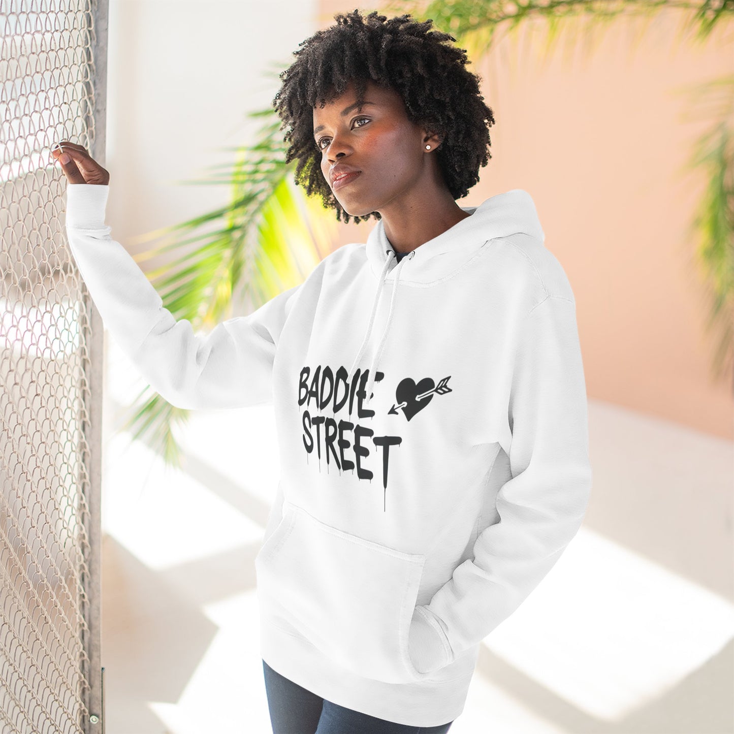 "Baddie Street" Arrow Heart V2 Front V1 Back Logo Fleece Hoodie