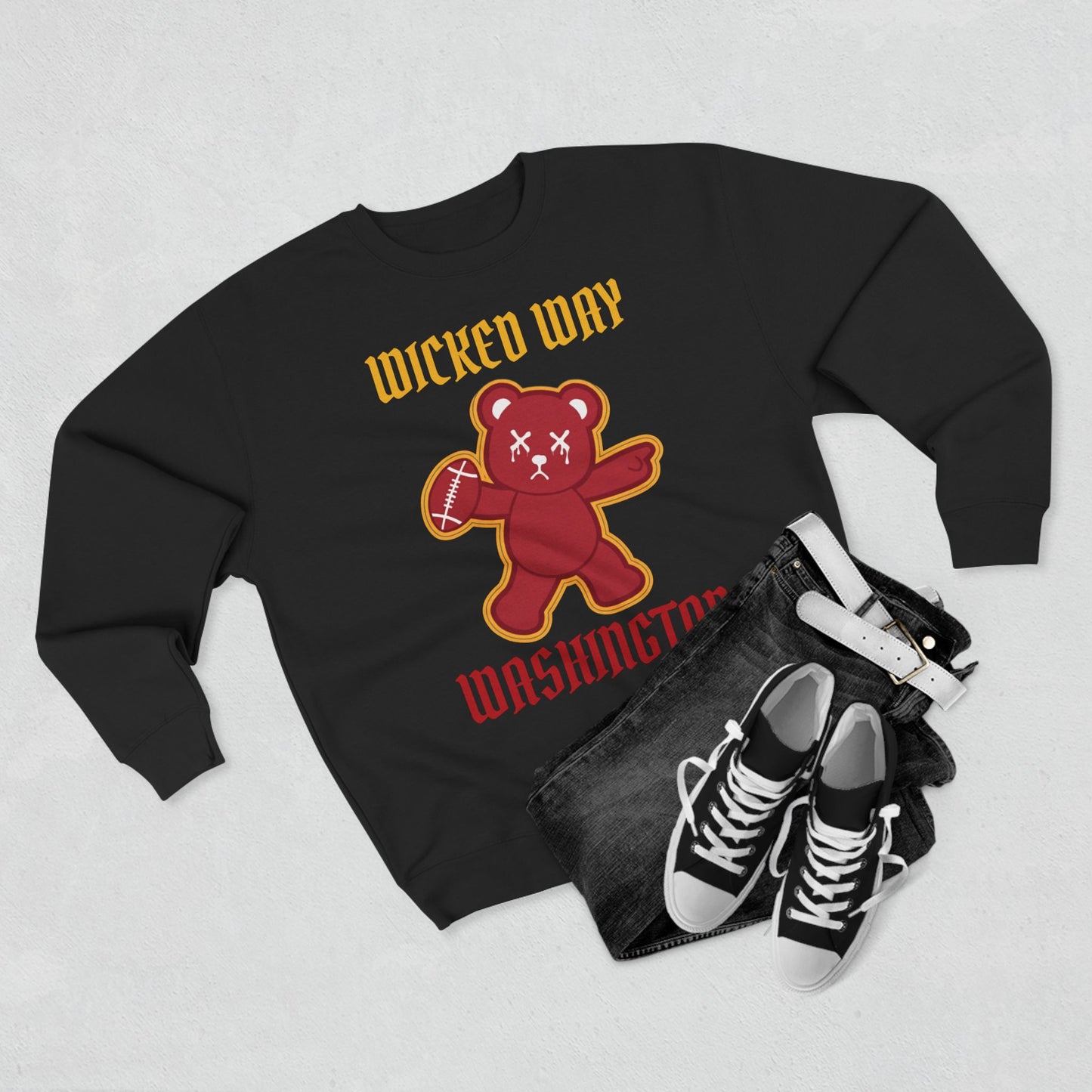"Wicked Way" Deady Bear Football Washington Crewneck Sweatshirt