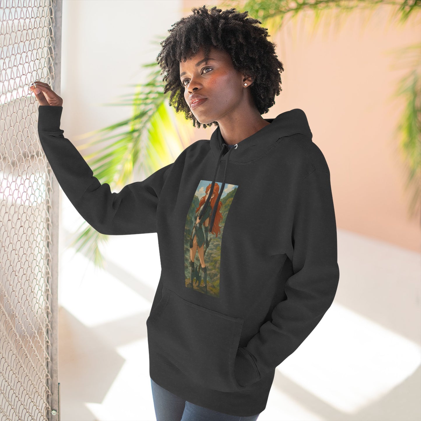 Loco Fits Anime Girls 'Fiery Warrior' Three-Panel Fleece Hoodie