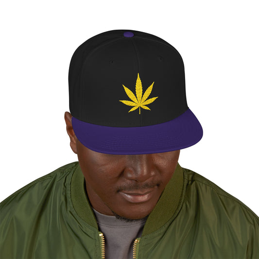 "Hippie Highway" 420 Yellow Pot Leaf Snapback Hat