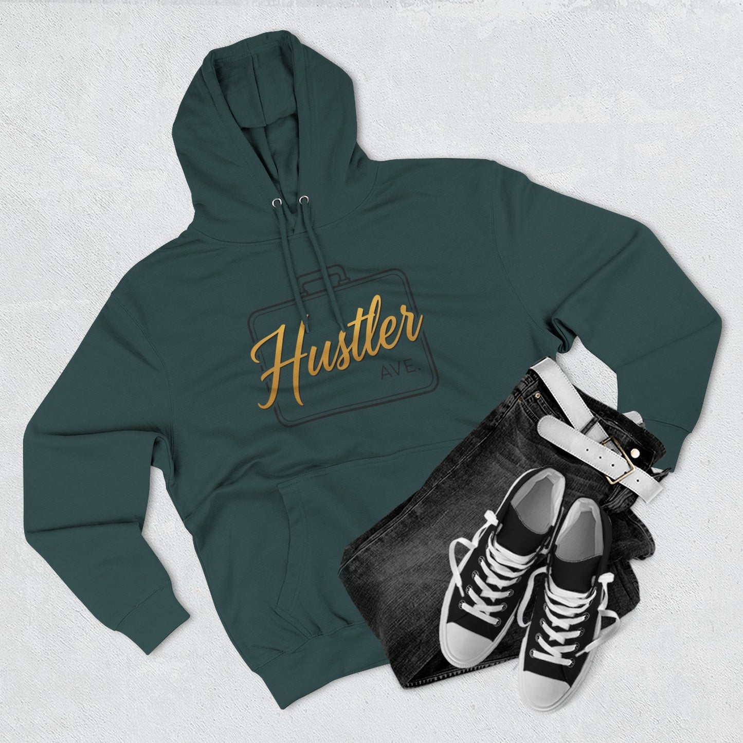 "Hustler Ave" All Business Gold Breifcase Hoodie