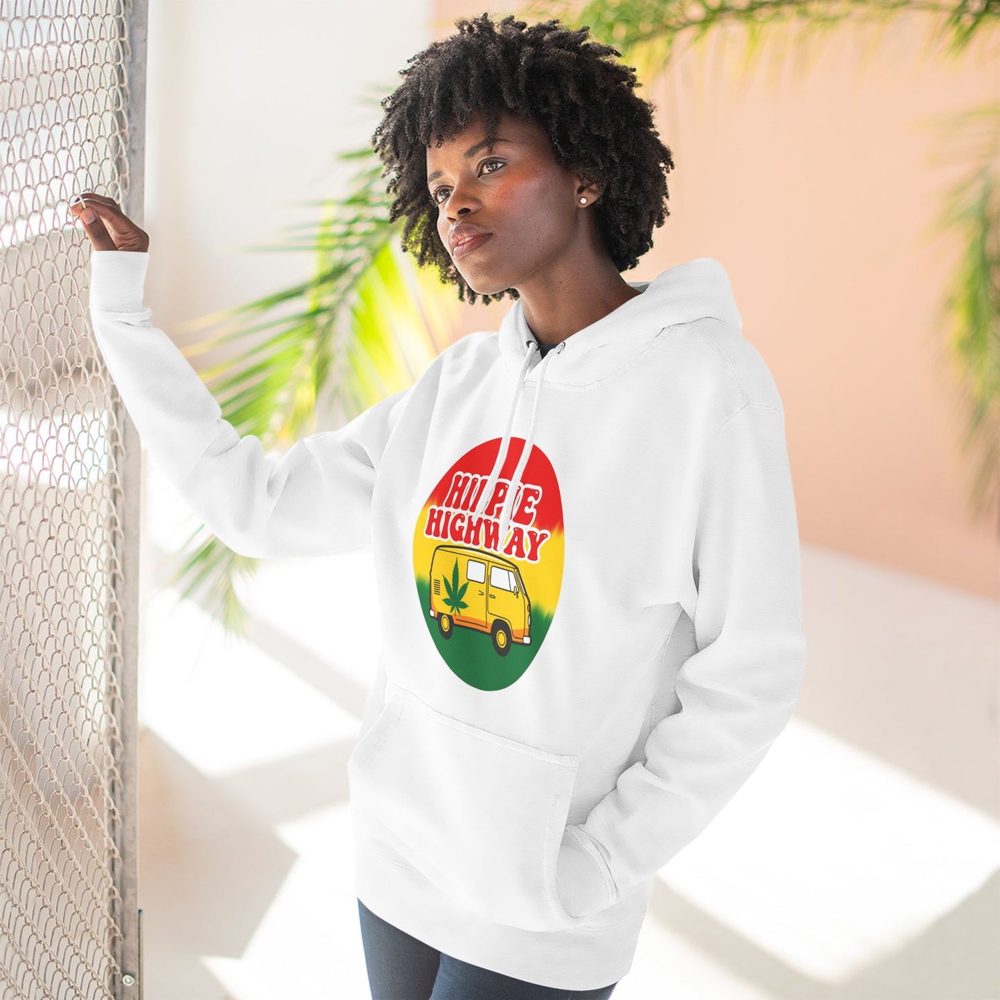"Hippie Highway" Rasta Vibes Fleece Hoodie