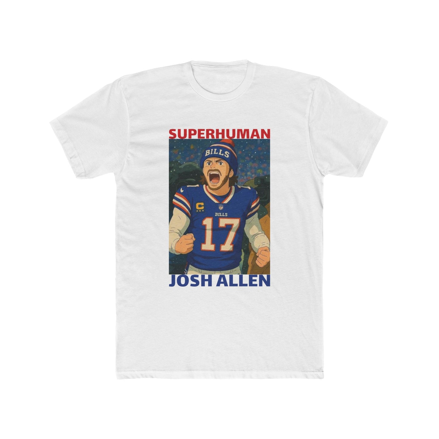 Anime Football 'Superhuman Josh Allen' Cotton Crew Tee