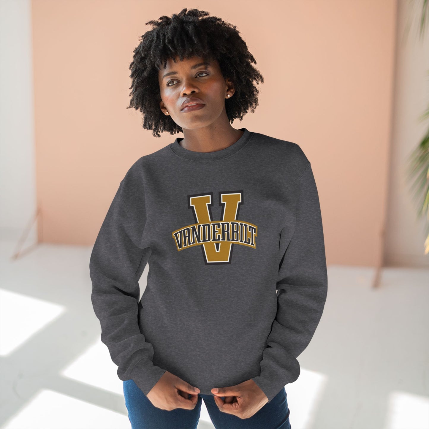 'Vanderbilt V' Cotton Crewneck Sweatshirt
