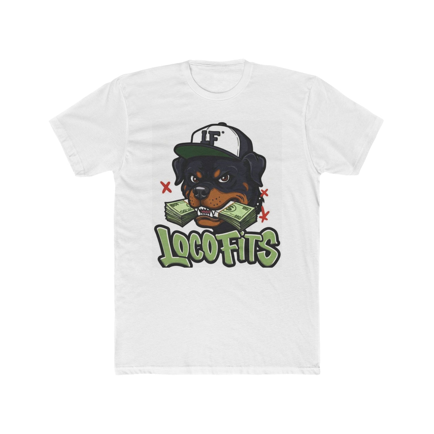 Trendy Unisex Cotton Crew Tee - Loco Fits Money Rottweiler Design