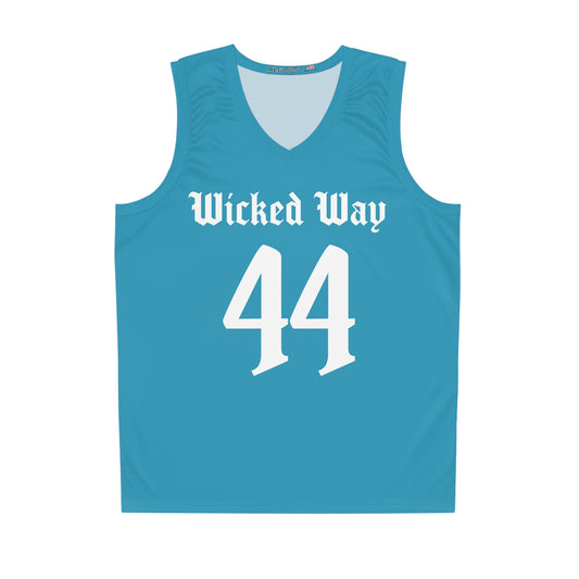 Teal & White "Wicked Way" #44 Alt. Basketball Jersey