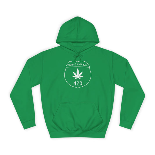 "Hippie Highway" 420 Road Sign College Hoodie
