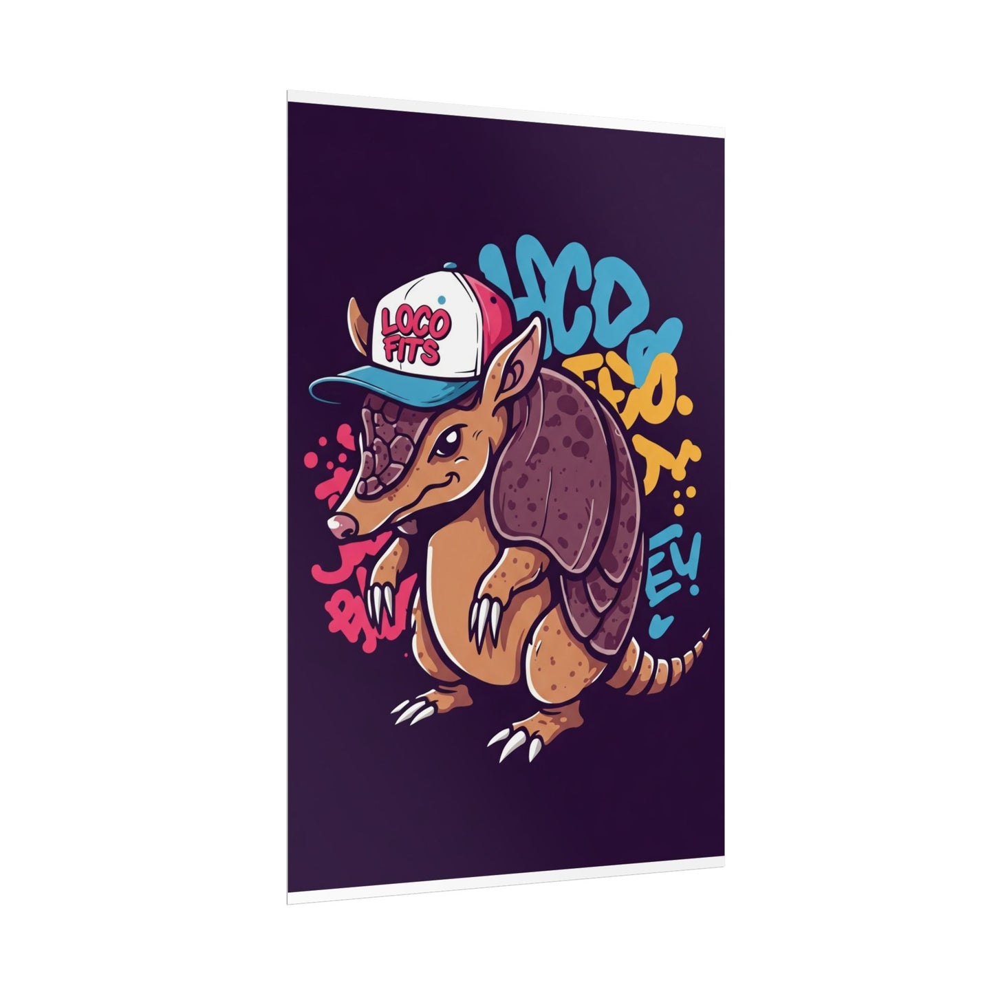 Colorful Loco Fits Armadillo Art Print - Loco Fits Rolled Poster