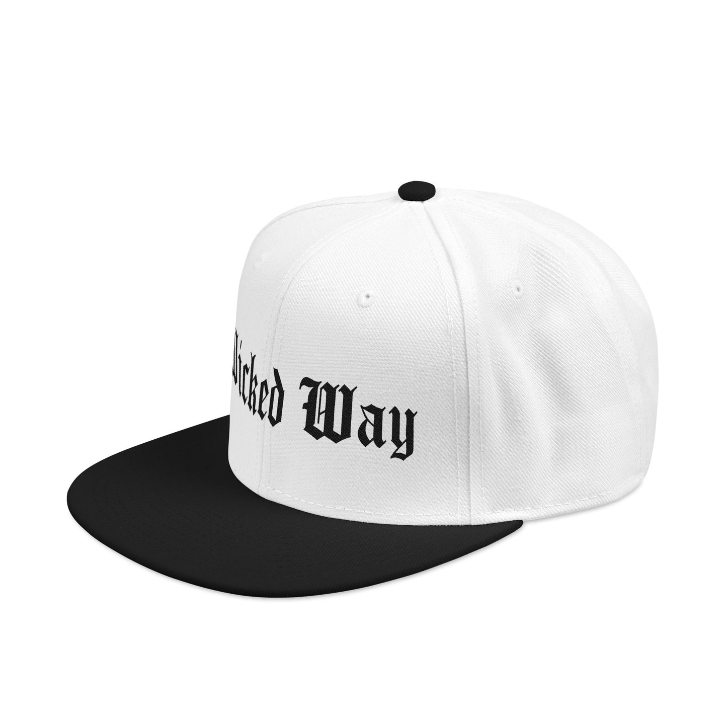 "Wicked Way" Black Gothic Script Flat Bill Cap