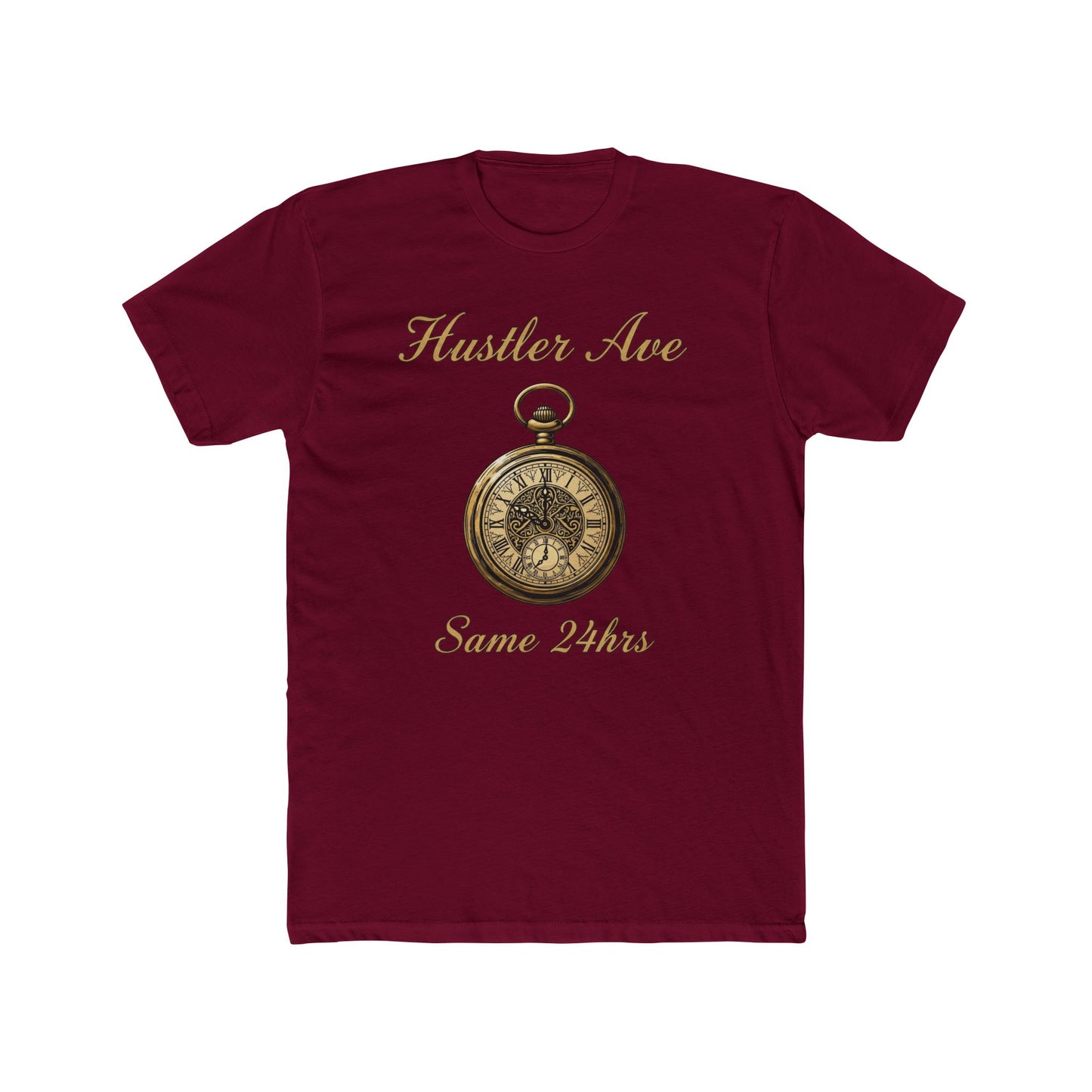 "Hustler Ave" Same 24Hrs Pocket Watch Cotton Crew Tee
