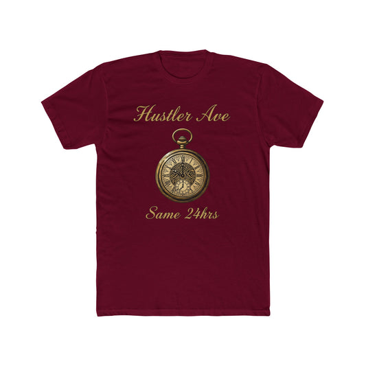 "Hustler Ave" Same 24Hrs Pocket Watch Cotton Crew Tee