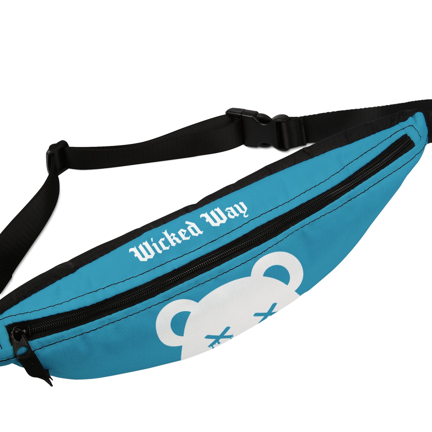 Teal w/ White Logo "Wicked Way" Dead Bear Head Fanny Pack