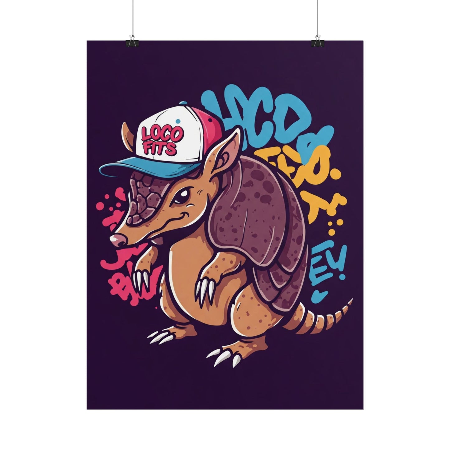 Colorful Loco Fits Armadillo Art Print - Loco Fits Rolled Poster