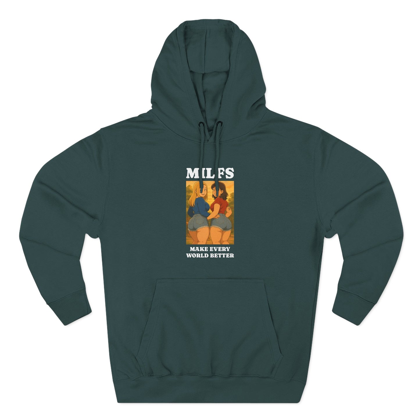 Loco Fits Anime Girls 'MILFS Make Every World Better' Three-Panel Fleece Hoodie