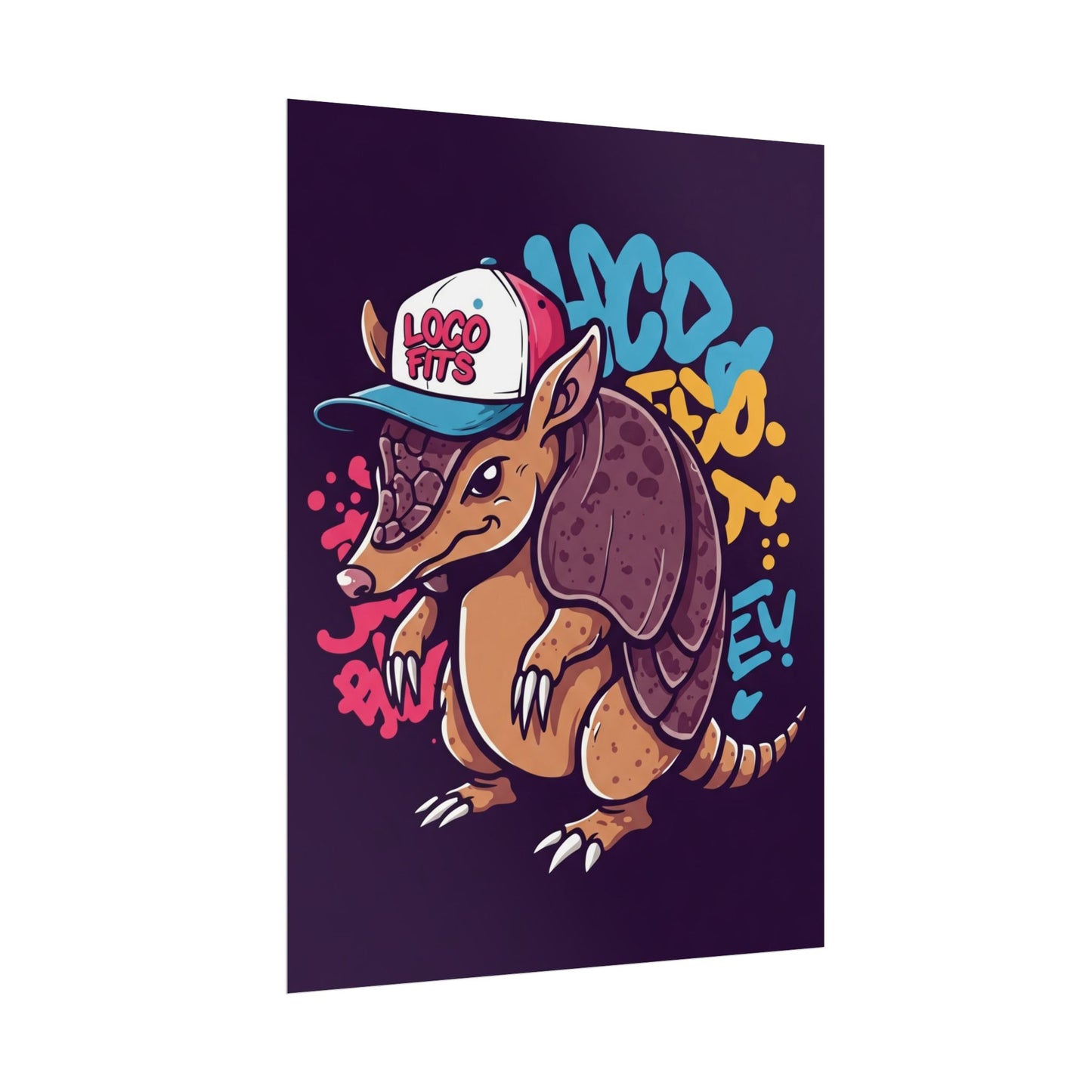 Colorful Loco Fits Armadillo Art Print - Loco Fits Rolled Poster